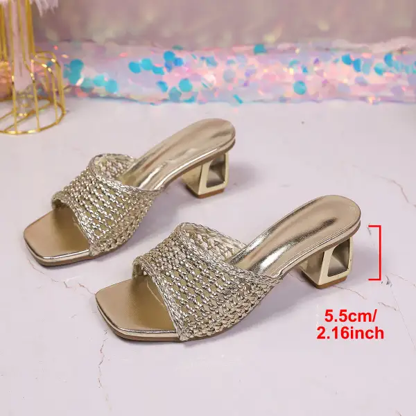 Block Heel Square Toe Wedge Sandals