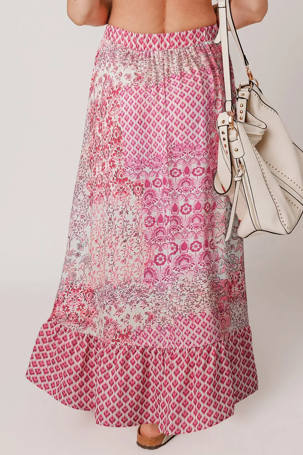 Drawstring High Waist Maxi Skirt