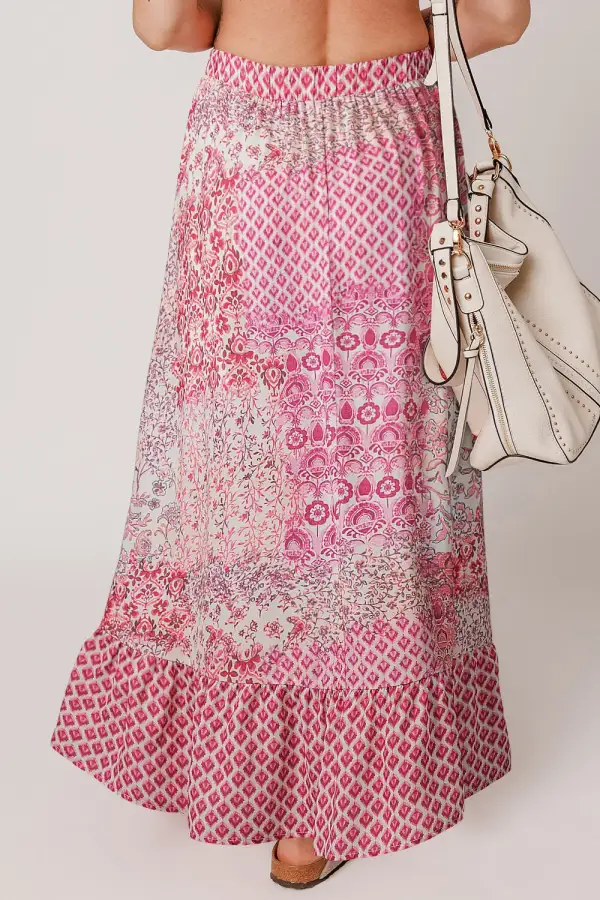 Drawstring High Waist Maxi Skirt