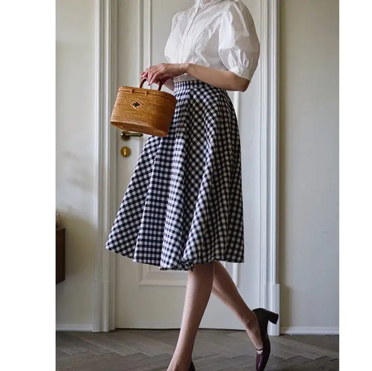 Polished Leisure Everyday Casual Plaid Skirt