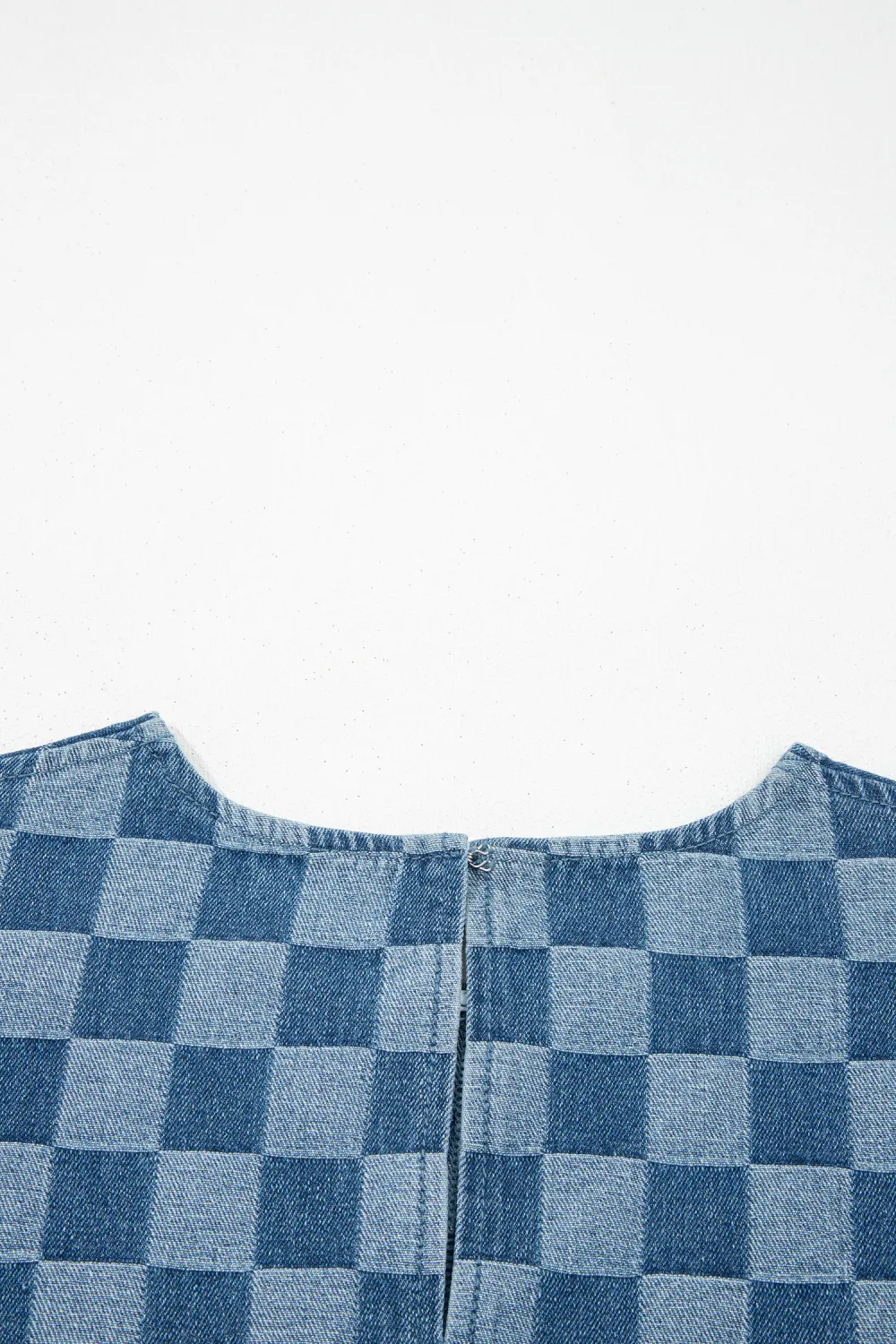 Blue Checkered Denim Mini Dress