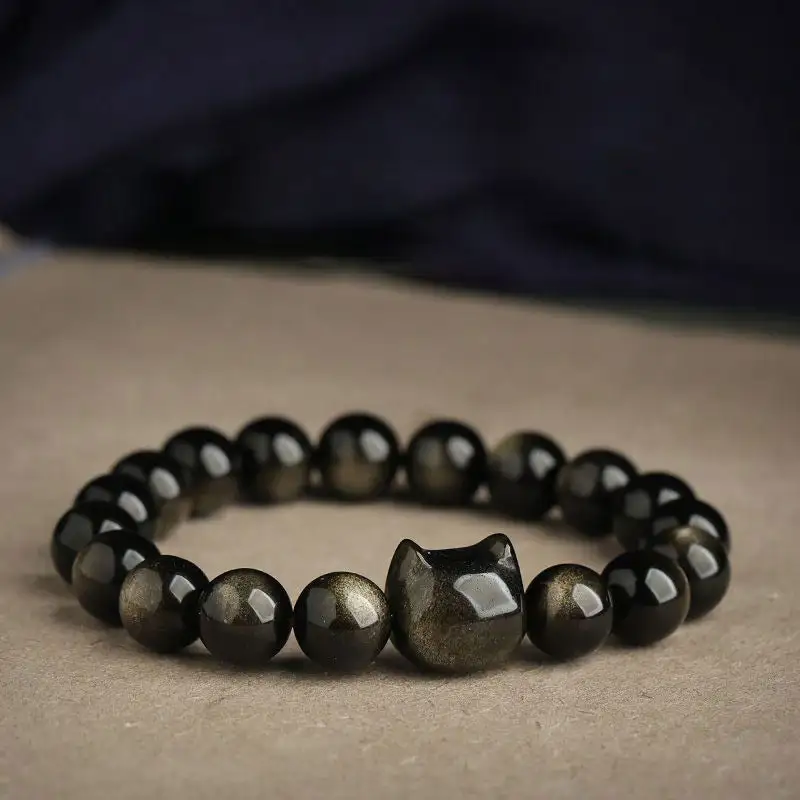 Obsidian Lovely Paw Cat Bracelet