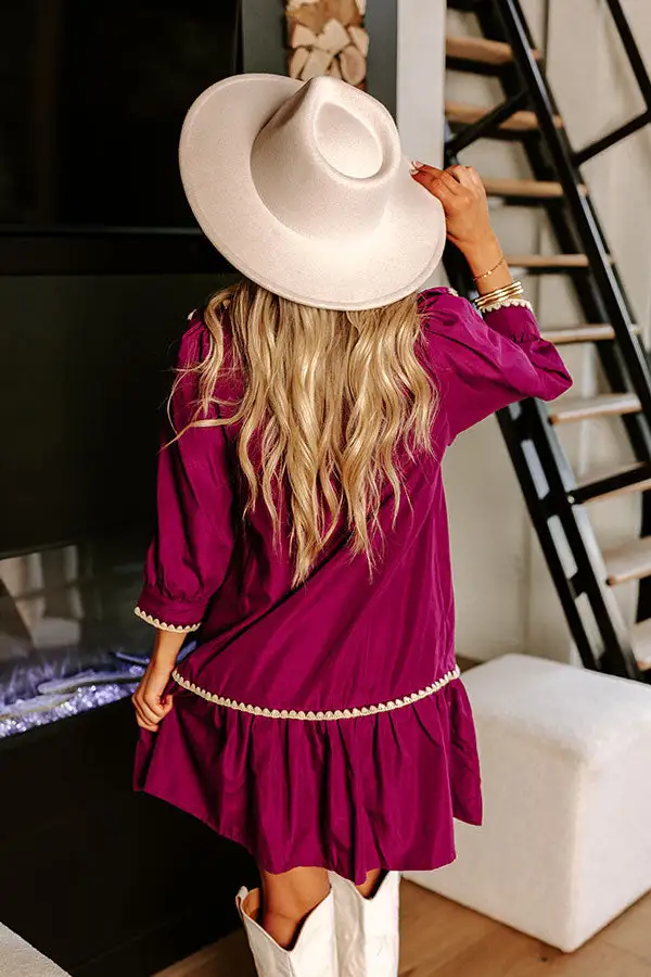Chic A La Mode Ruffle Mini Dress In Royal Plum