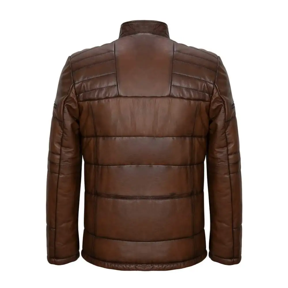 Refined Leather Biker Motorcycle Quilted Jacket