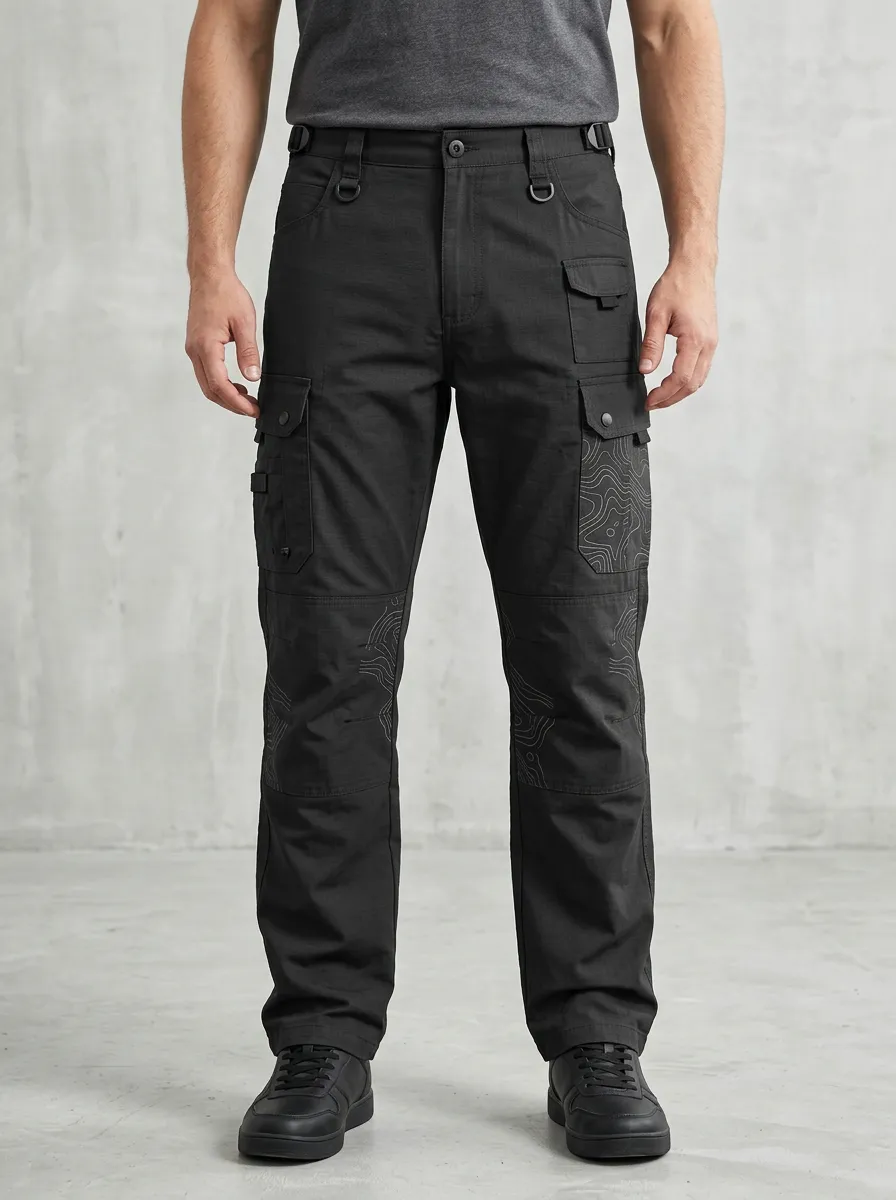 Unisex Outdoor Hiking Topographic Printed Tactical Work Pants