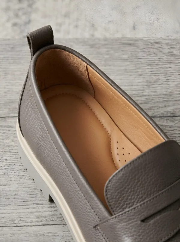 Men's Penny Pebble-Grain Minimal Loafers