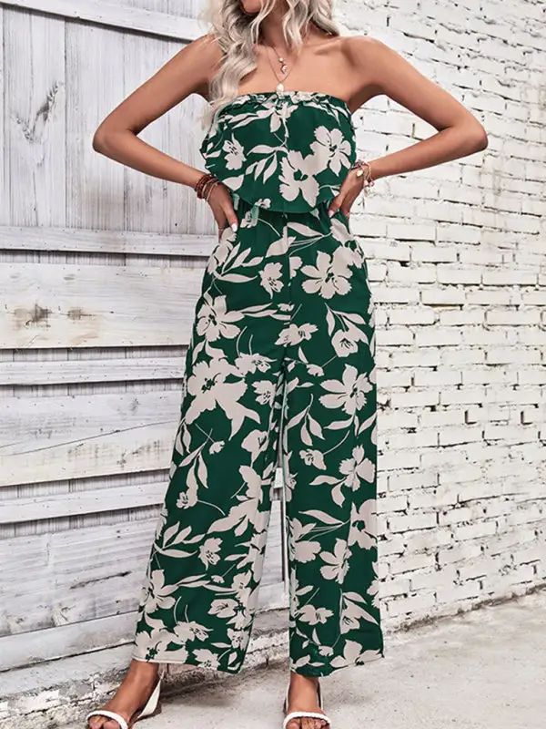 Tube Top Printed Tight Jumpsuit