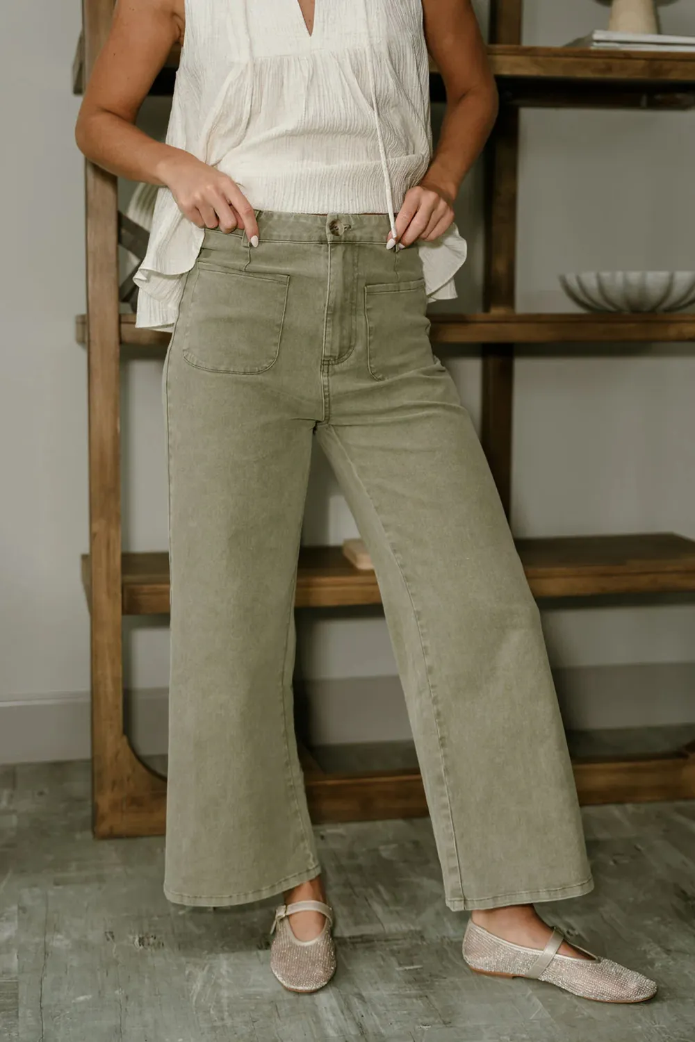 Washed High Rise Pants