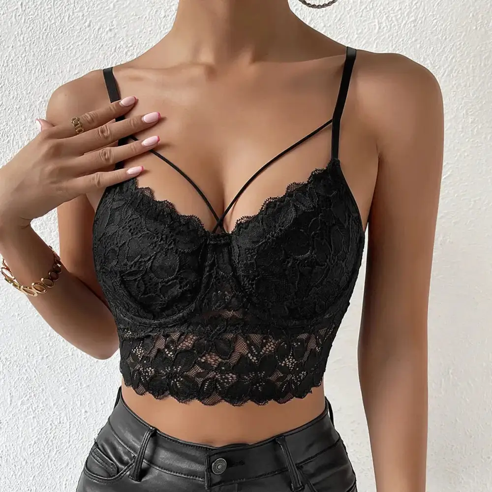 Lace Bra with Sheer Waist Panel