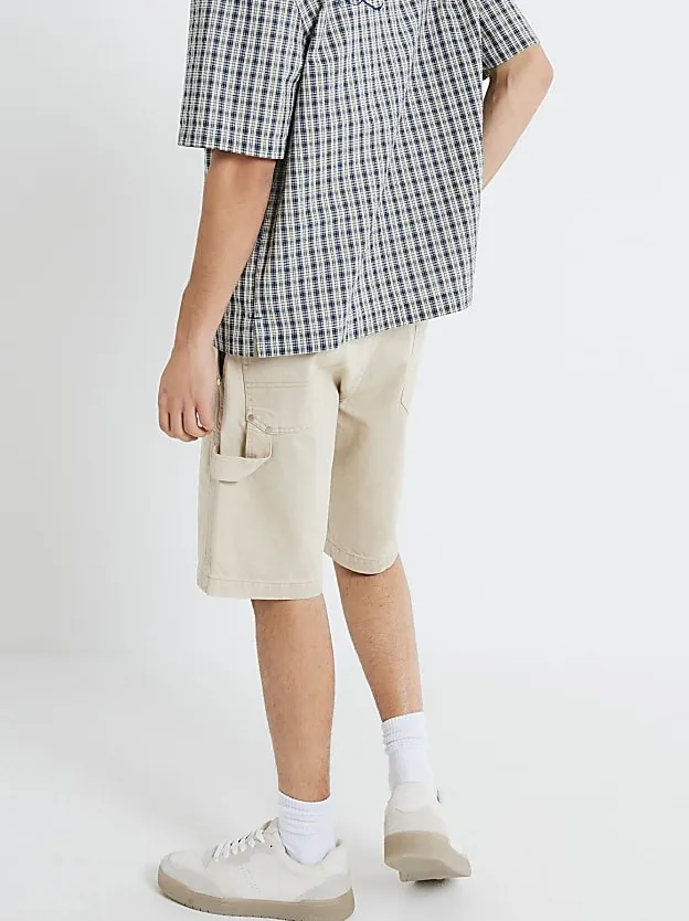 Men's Khaki Denim Shorts with Large Pockets