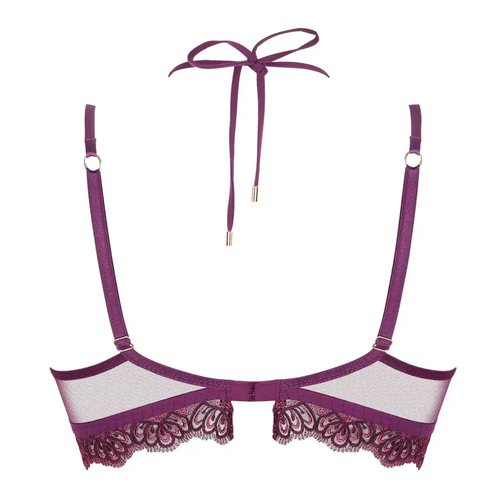 Women's Underwire Spacer Molded Padded Adjustable Straps Embroidery Microfiber Sheer Detail Bra