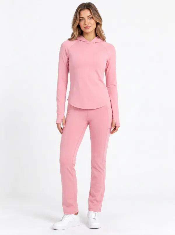 Women's Navy Raglan Thumbhole Hoodie and Side-Pocket Straight-Leg Pant Set