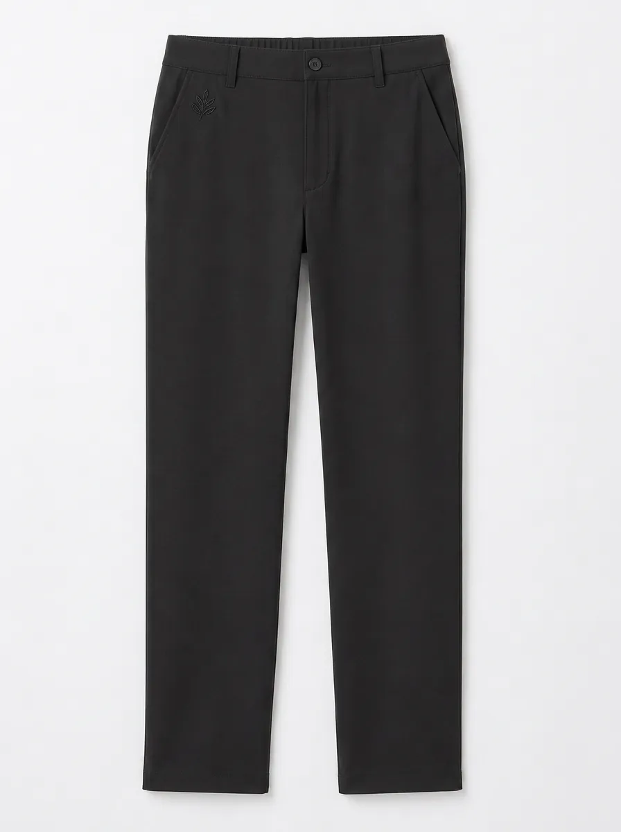 Women's Modern Comfort Leaf Logo Embroidered Mid Rise Straight Leg Pants