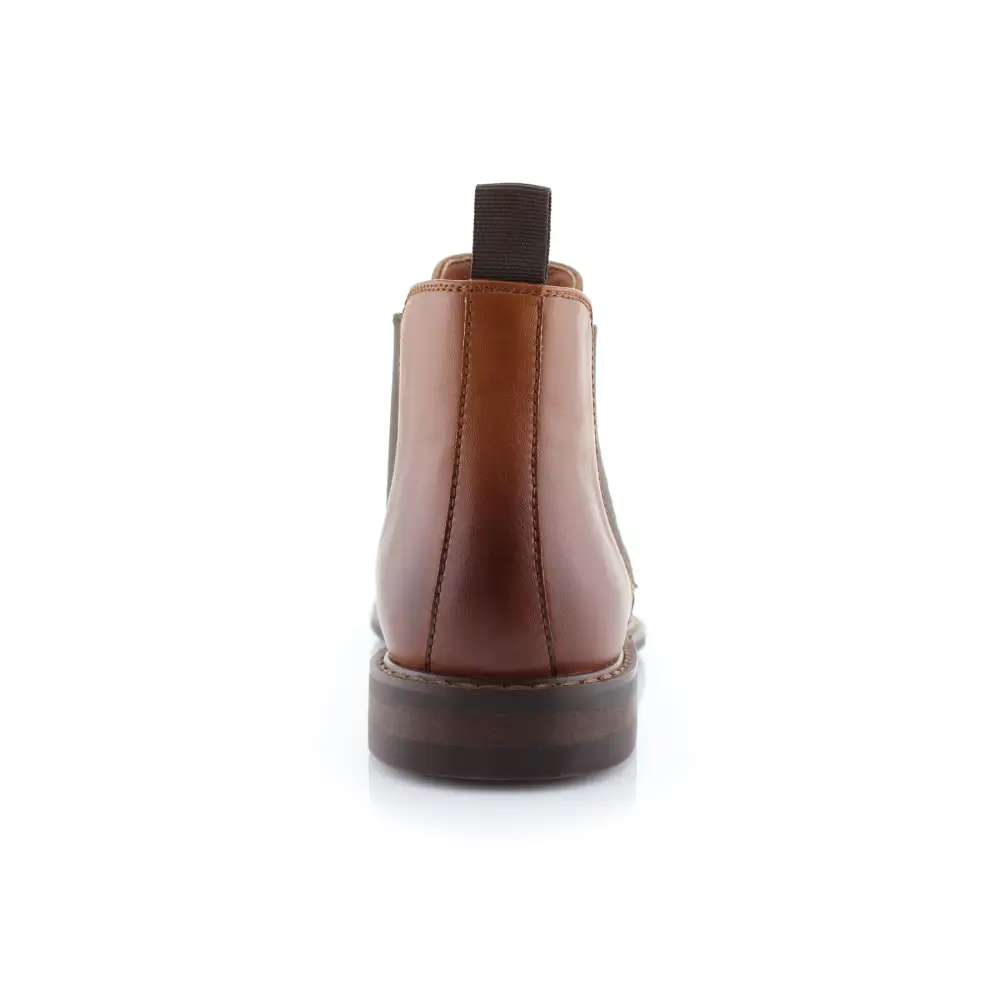 Rugged Faux-Leather Slip-On Elastic-Side Chelsea Boots