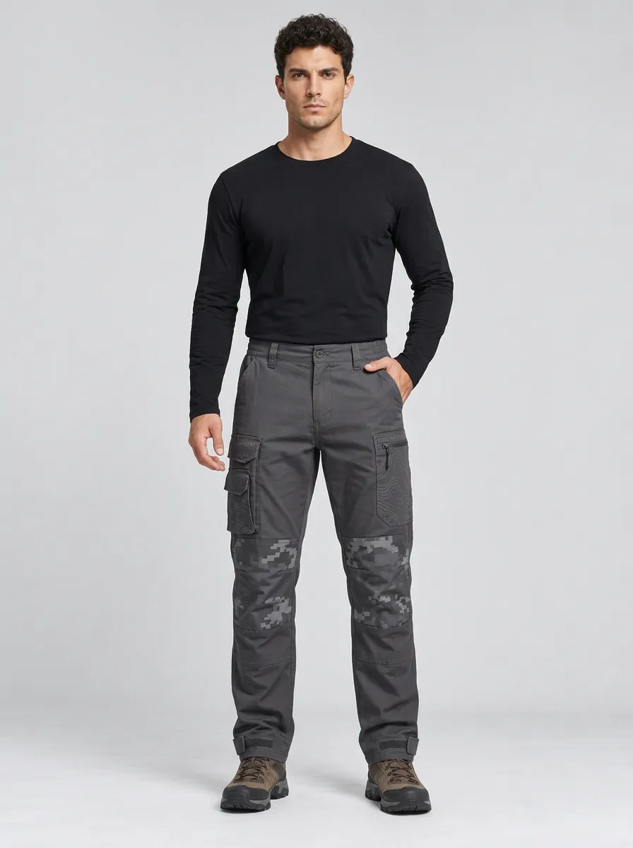 Men's Charcoal Grey Digital Camo Tactical Cargo Pants