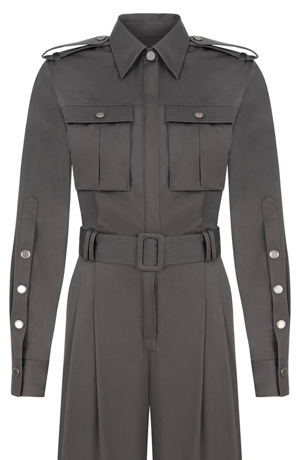 Long Sleeve Jumpsuit-Grey