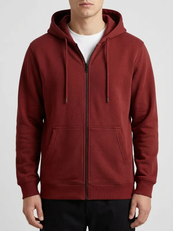 Casual Zip-Up Minimalist Solid Sport Look Men's Hoodie