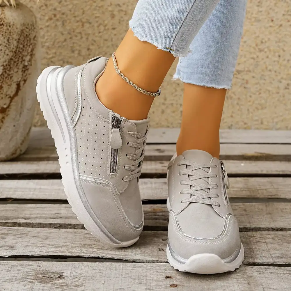 Refined Round Toe Lace-Up Sneakers
