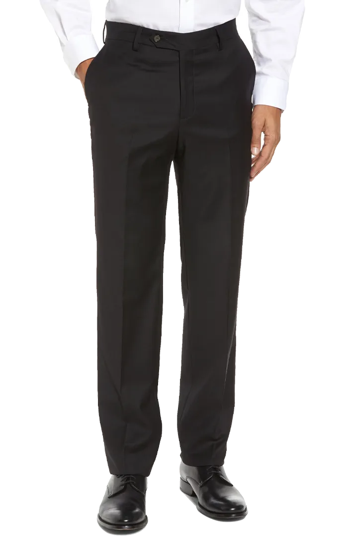 Gabardine Stretch Flat Front Regular Rise Slim Fit Trousers