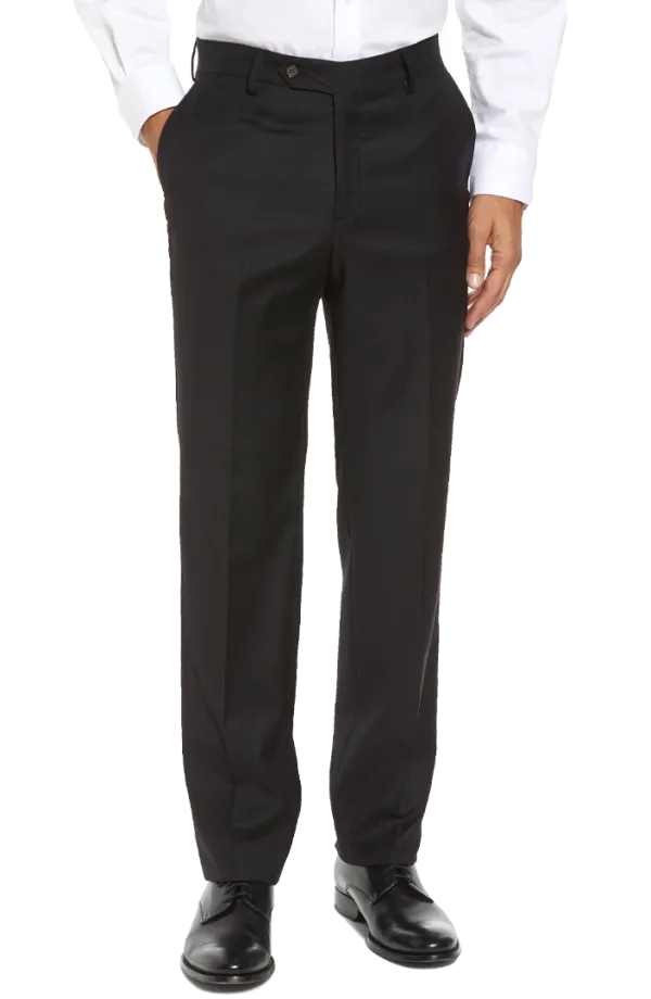 Gabardine Stretch Flat Front Regular Rise Slim Fit Trousers