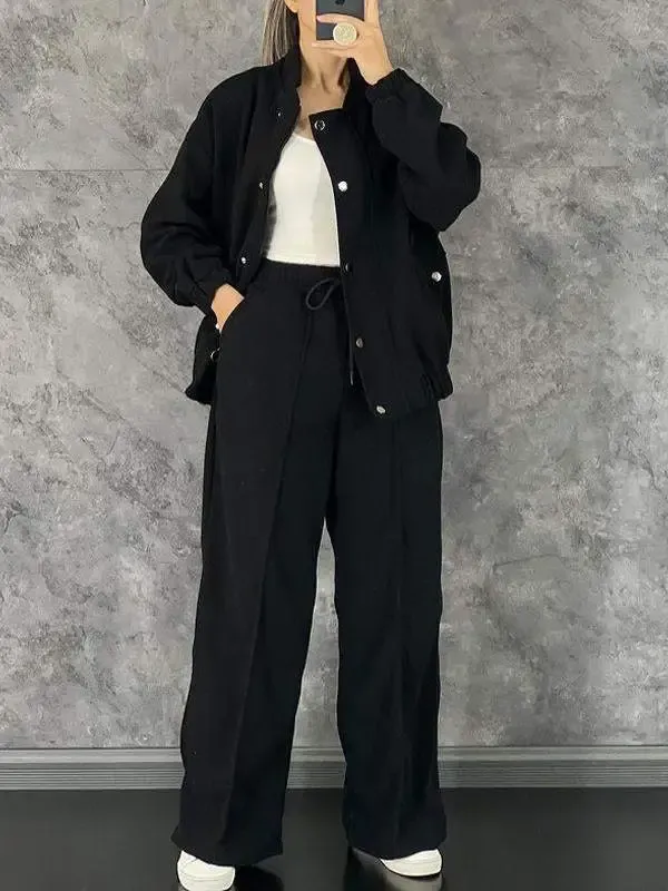 Women's Casual Long Sleeve Sweatshirt Solid Color Suit