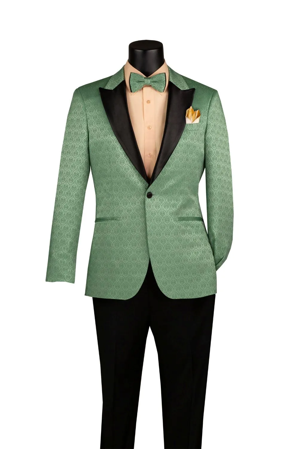 Basil Slim Fit Jacquard Textured Single Breasted Peak Lapel Blazer
