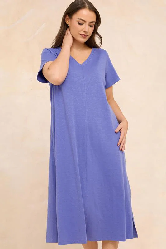 Bright Blue Premium Cotton Dress detail 1