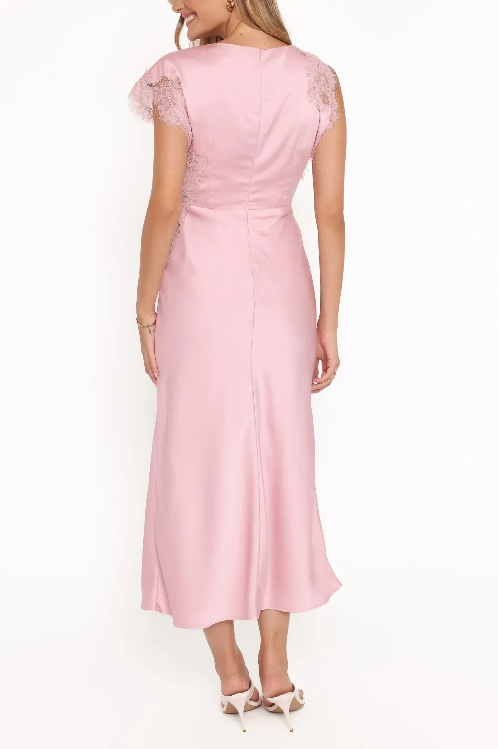 Short Sleeve Satin Maxi Dress