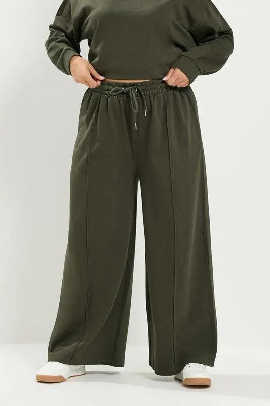 Khaki Green Wide Leg Jogger
