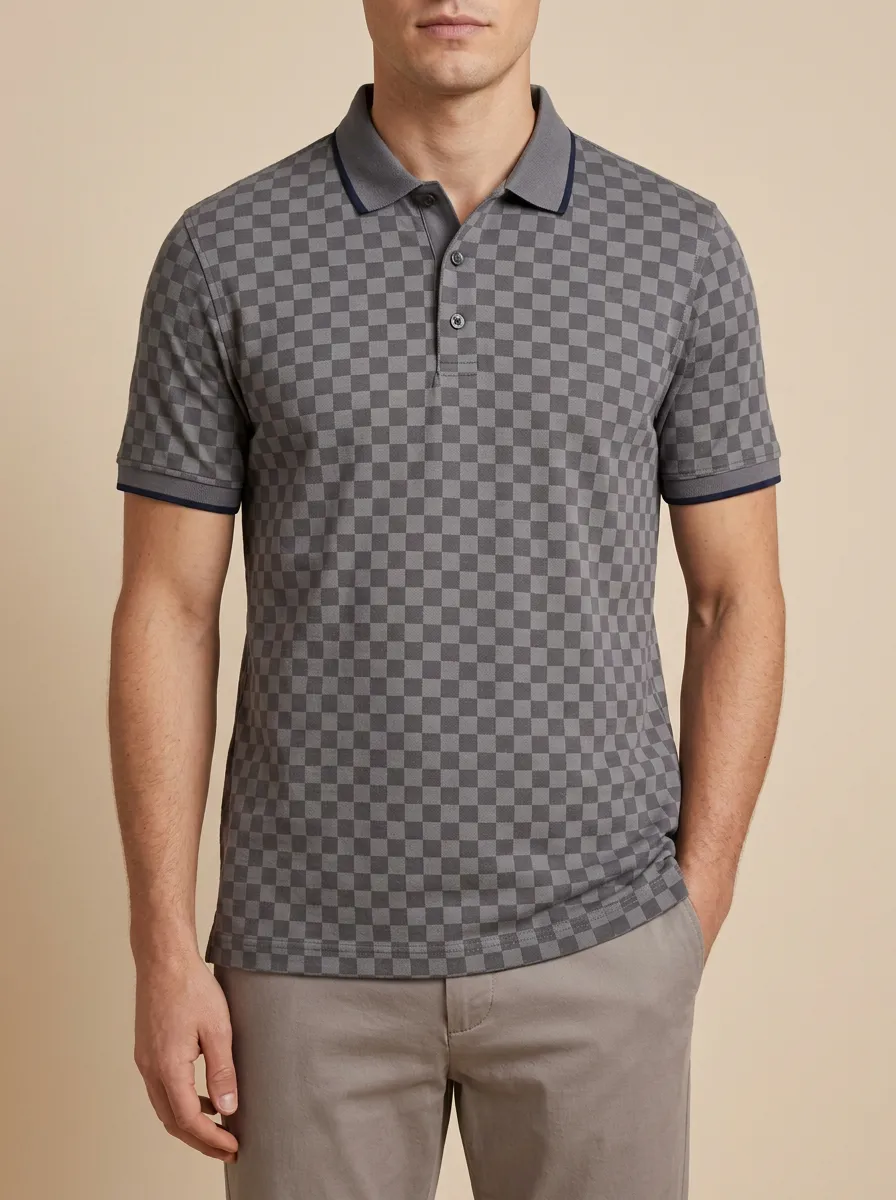 Classic Checkered Men's Polo Shirt