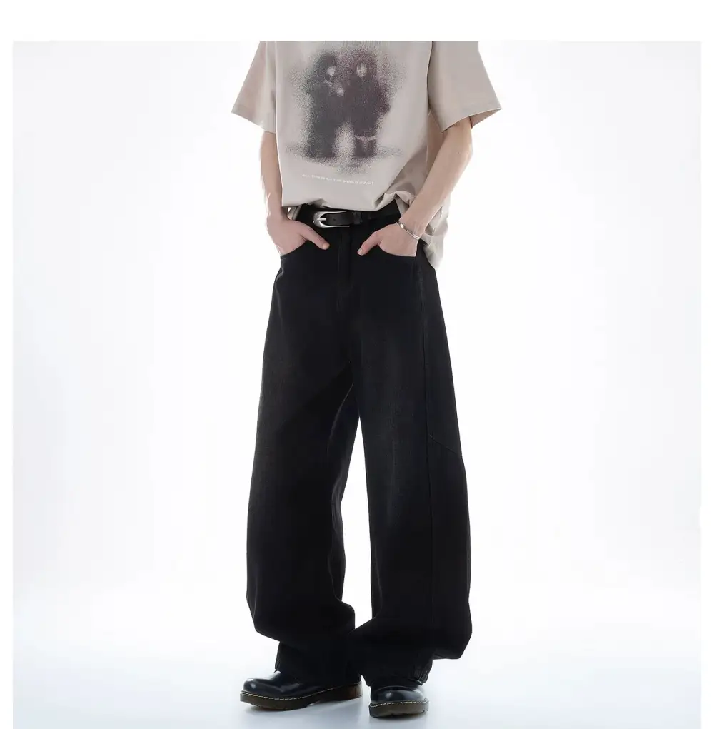 Barrel-Leg Washed Jeans