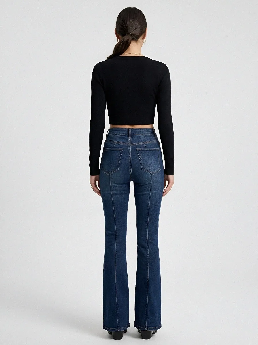 Classic High-Waist Women's High-Waist Stretch Flare Jeans