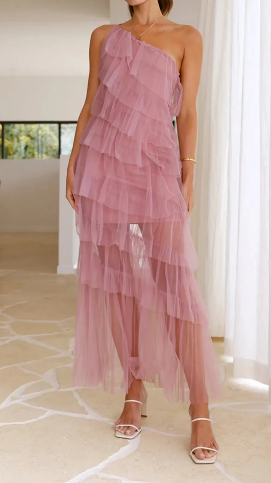 Partially Lined Maxi Dress