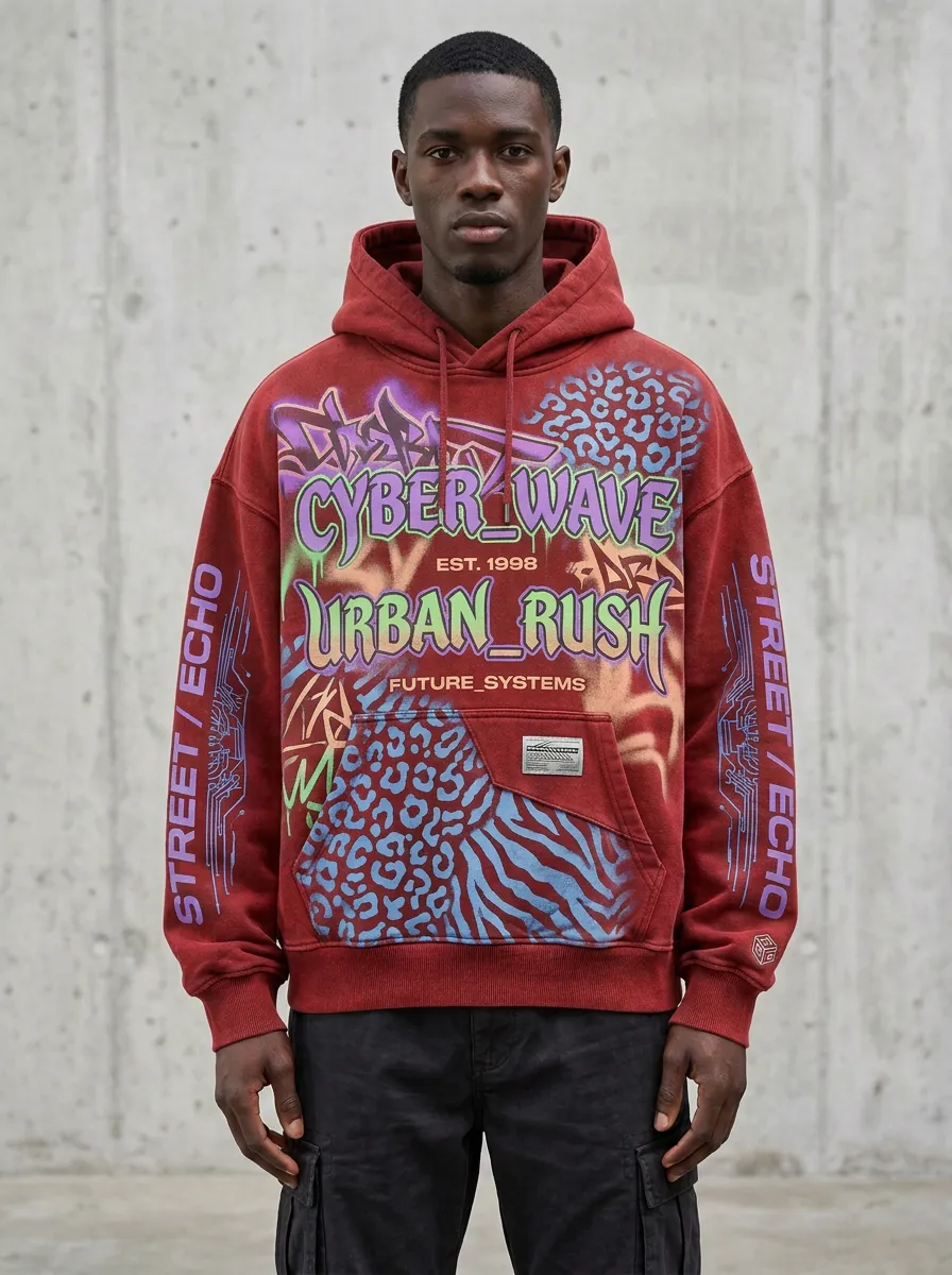 Men's Streetwear Graffiti Animal Graphic Hoodie
