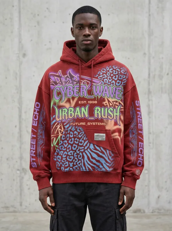 Men's Streetwear Graffiti Animal Graphic Hoodie