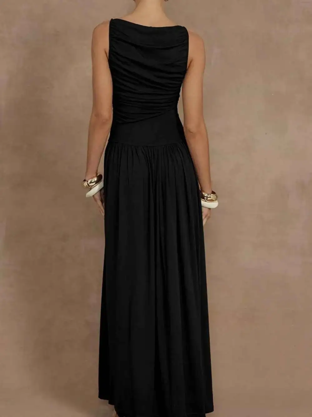 Plus Size Ruched Sleeveless Maxi Dress