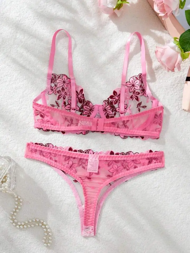 Refined Floral Embroidered Bra And Panty Set