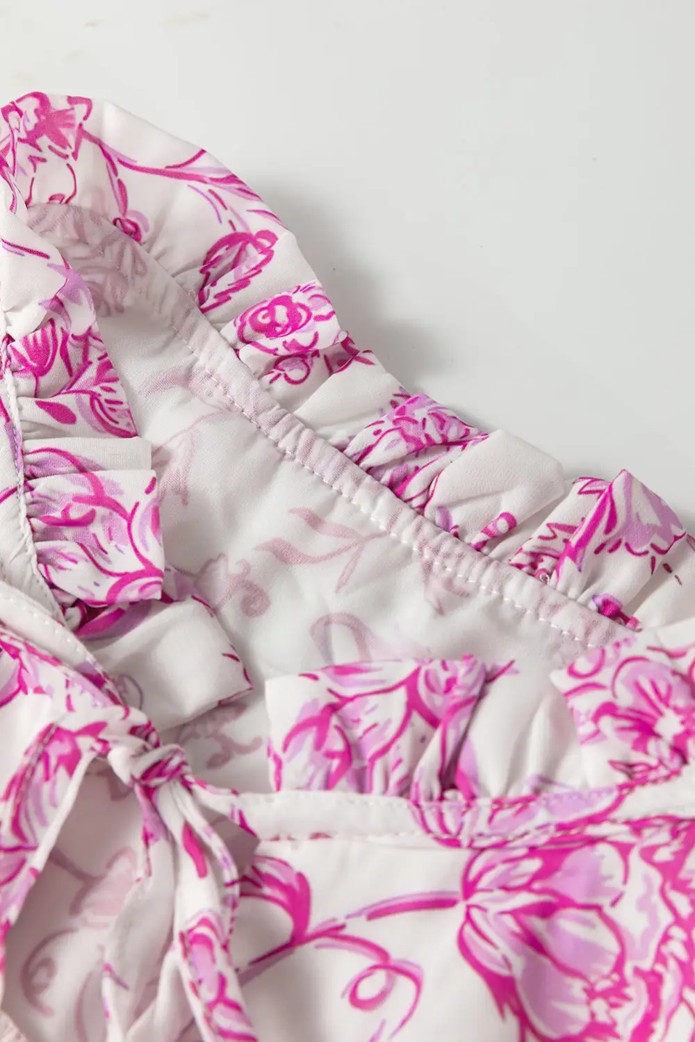 Relaxed Floral Ruffled V-Neck Blouse