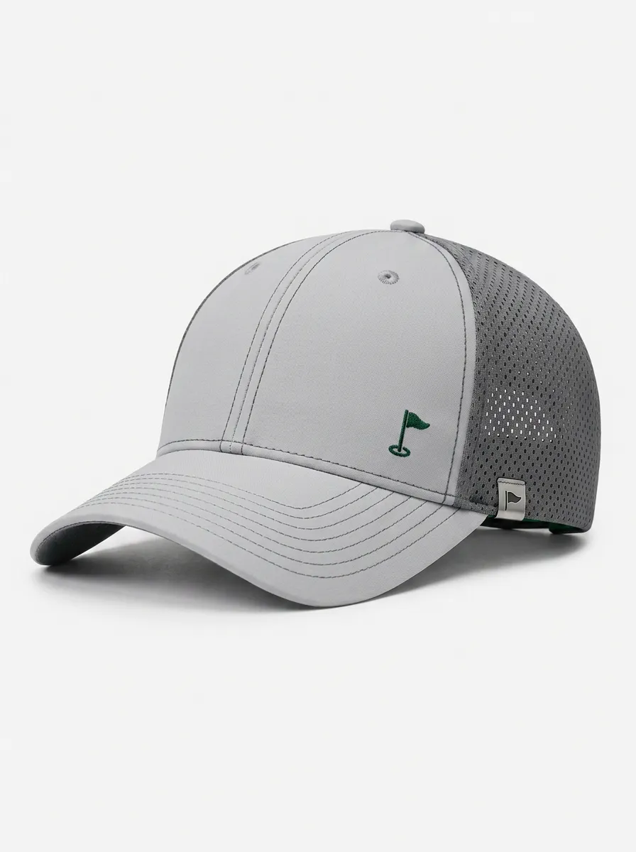 Unisex Golf Lover Green Flag Embroidered Mesh Cap