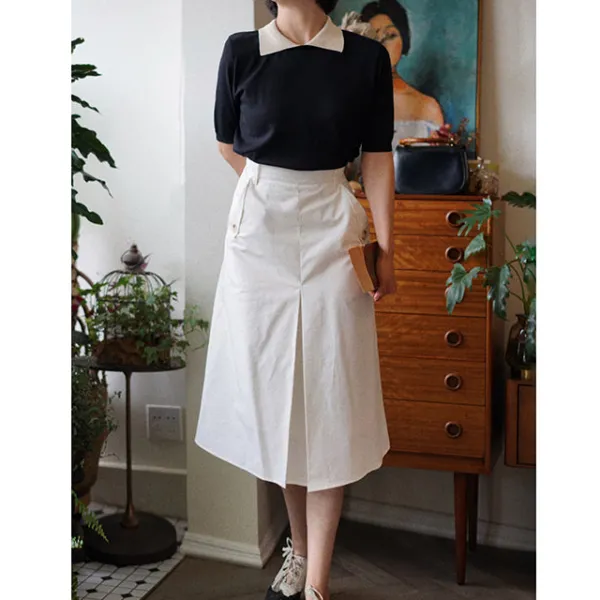 Simple Utility Everyday Casual Cotton Skirt