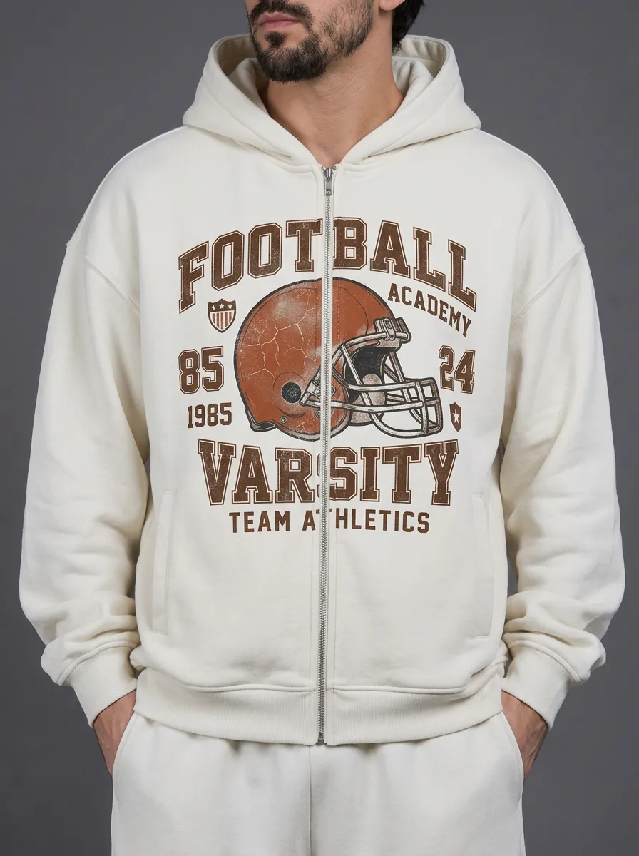 Men's Football Academy Varsity Helmet Printed Zip-up Hoodie