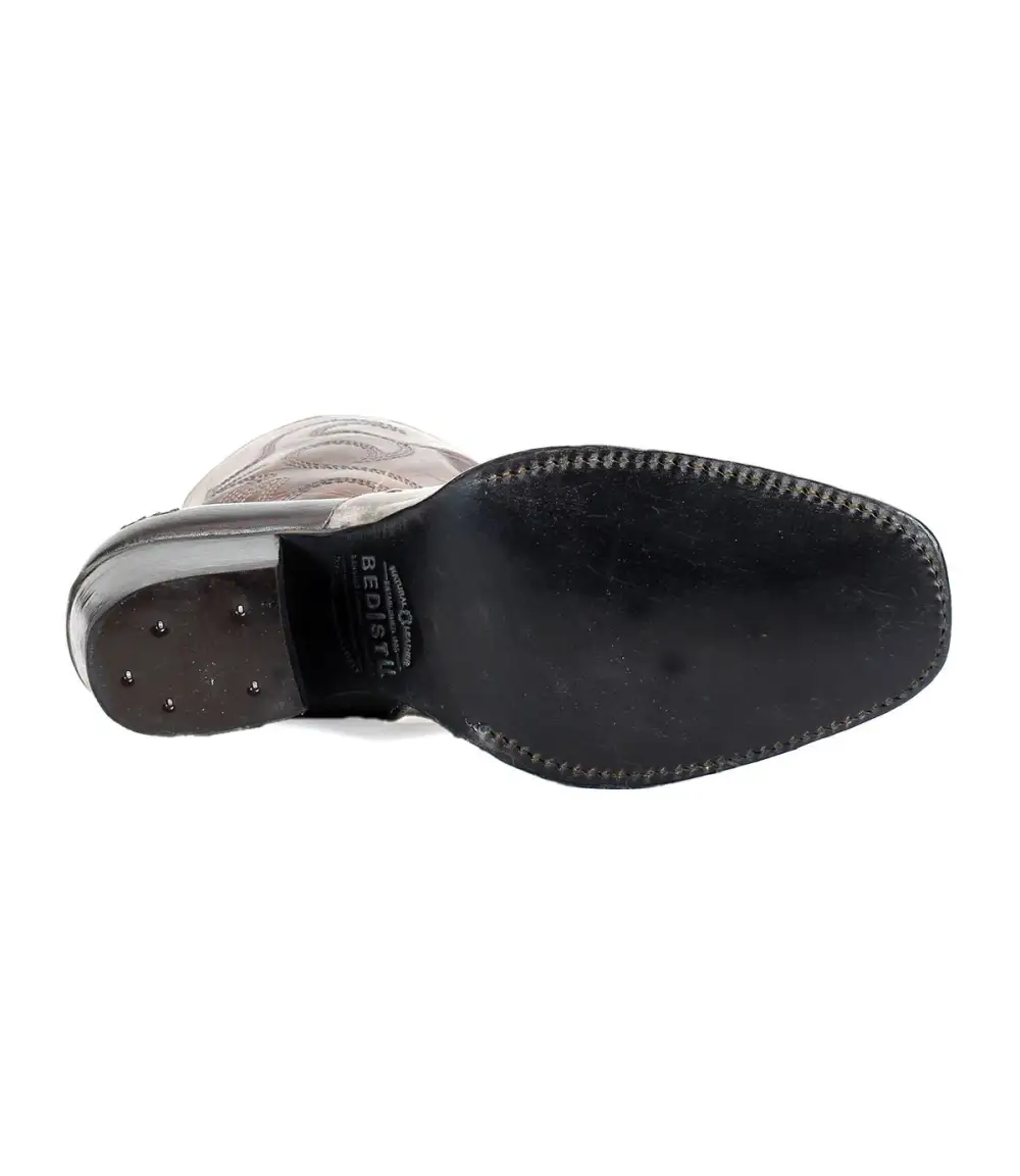 Side-Zip Studded Contrast-Stitched Western Boots