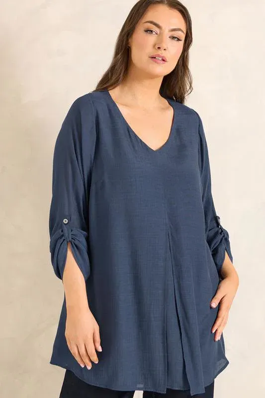 Navy Blue Double Layer Blouse