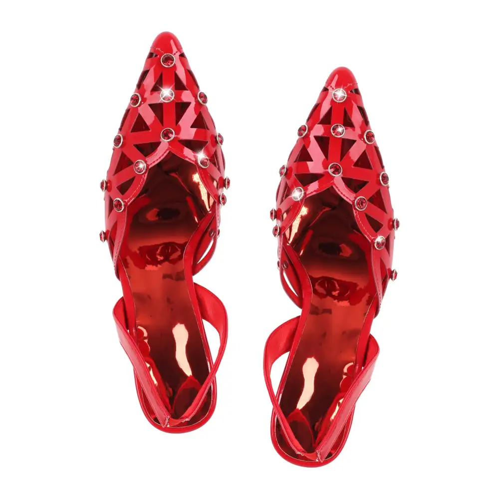 Sleek Rhinestone Pointed Toe Stiletto Slingback Pumps