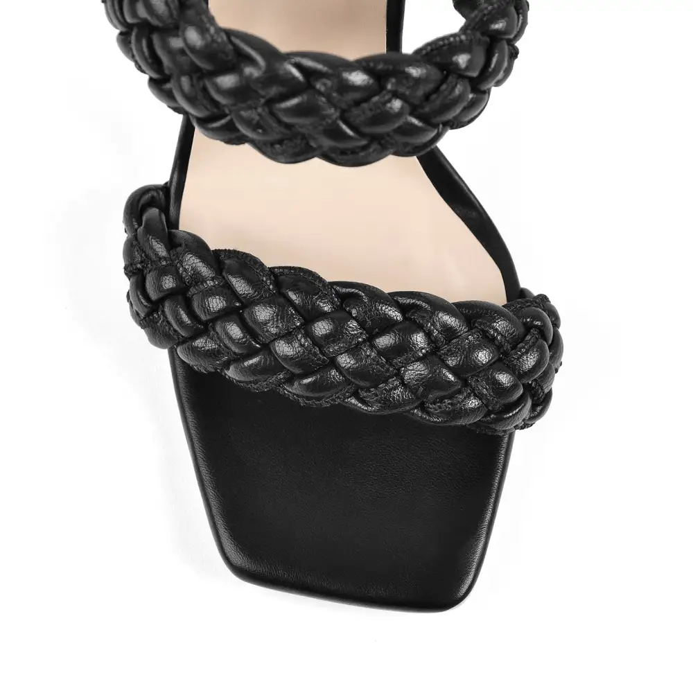 Open Toe Chunky High Heel Mule Sandals