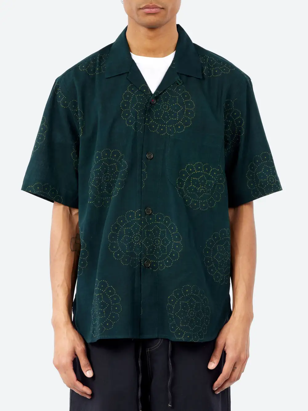 Men's Camp Collar Block Print Shirt