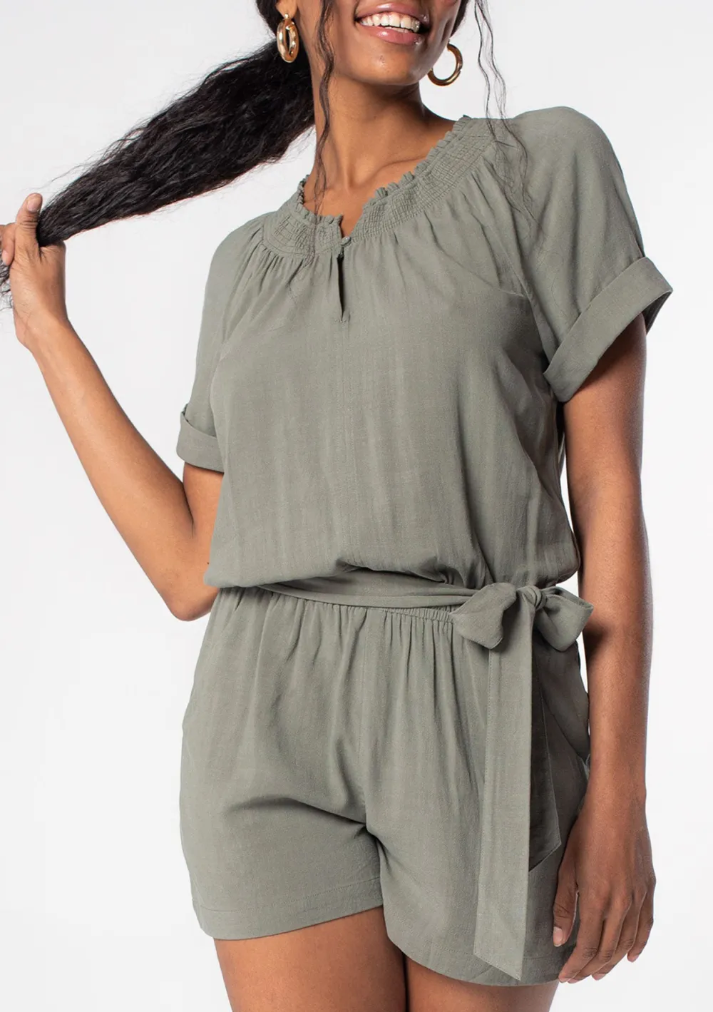 Tied Short Sleeve Romper