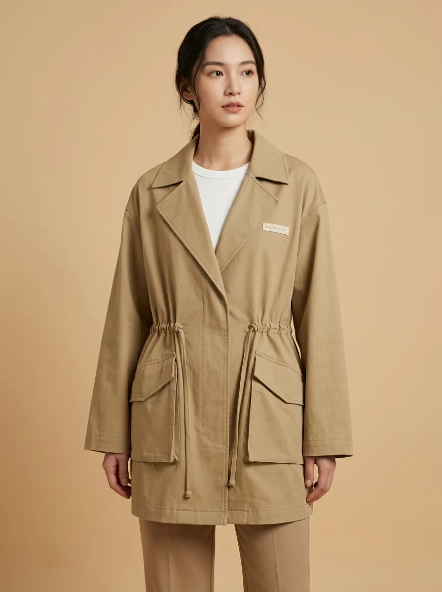 Drawstring Waist Printed Jacket