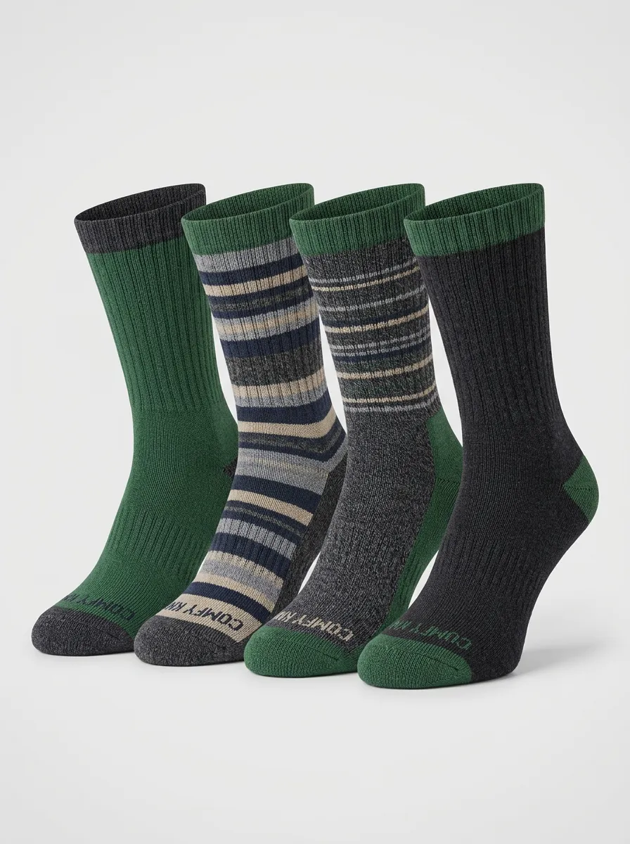 Versatile Striped Printed Street Look Men's Four Pair Socks