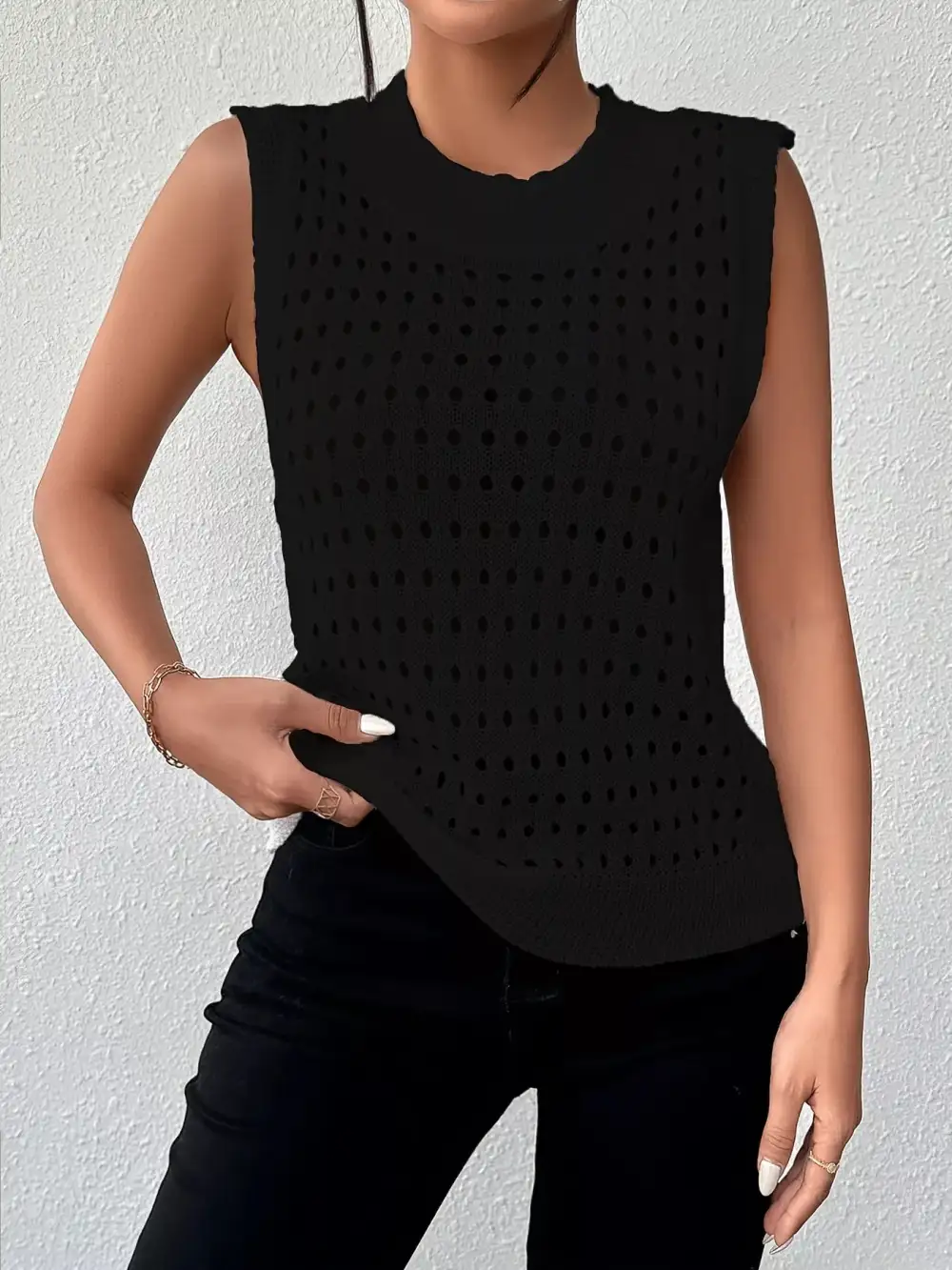 Round-Neck Knit Tank Top